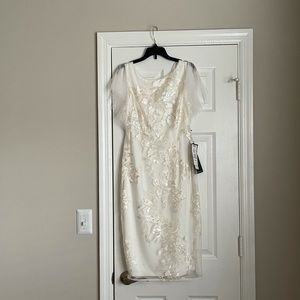 Adrianna Papell Ivory Sequin Embroidery Dress